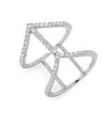 .925 Sterling Silver Rhodium Plated Connecting Chevron Ring, <b>size: 5</b>