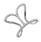 .925 Sterling Silver Rhodium Plated Open Dip Strand Ring, <b>size: 5</b>