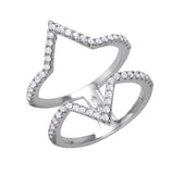 .925 Sterling Silver Rhodium Plated Double Tip Ring, <b>size: 5</b>