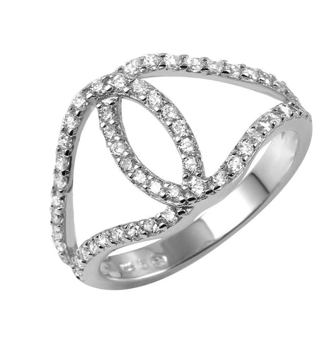 .925 Sterling Silver Rhodium Plated Open Entangling Hoop Ring, <b>size: 5</b>