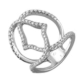 .925 Sterling Silver Bracket Wire Ring With Cz Accents, <b>size: 5</b>