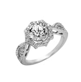 .925 Sterling Silver Rhodium Plated Octagon Shaped Ring With Cz Accents Caps, <b>size: 5</b>