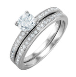 .925 Sterling Silver Nickel Free Rhodium Plated Round Center Cz Bridal Ring, <b>size: 5</b>