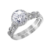 .925 Sterling Silver Nickel Free Rhodium Plated Round Halo Cz Bridal Ring, <b>size: 5</b>