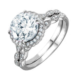 .925 Sterling Silver Nickel Free Rhodium Plated Round Halo Cz Bridal Ring, <b>size: 5</b>