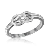 .925 Sterling Silver Rhodium Plated Double Knot Single Stone Mounting Ring, <b>size: 5</b>