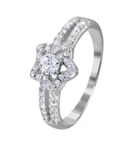 .925 Sterling Silver Rhodium Plated Split Shank Open Star Cz Encrusted Ring, <b>size: 5</b>