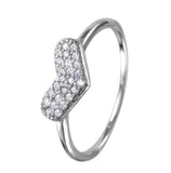 .925 Sterling Silver Rhodium Plated Cz Encrusted Heart Ring, <b>size: 5</b>