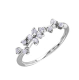 .925 Sterling Silver Rhodium Plated Petal Cz Design Ring, <b>size: 5</b>