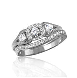 .925 Sterling Silver Rhodium Plated Engagement Ring, <b>size: 5</b>