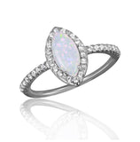 .925 Sterling Silver Rhodium Plated Cats Eye Ring With Synthetic Opal And Cz, <b>size: 5</b>