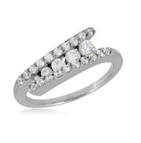 .925 Sterling Silver Rhodium Plated Overlap Cz Design Ring, <b>size: 5</b>