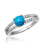 .925 Sterling Silver Rhodium Plated Wedding Band With Turquoise Center, <b>size: 5</b>