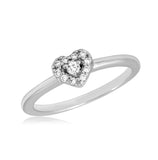 .925 Sterling Silver Rhodium Plated Cz Heart Ring, <b>size: 5</b>