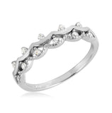 .925 Sterling Silver Rhodium Plated Crown Ring, <b>size: 5</b>