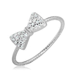 .925 Sterling Silver Rhodium Plated Cz Bow Tie Ring, <b>size: 5</b>