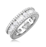 .925 Sterling Silver Rhodium Plated Eternity Band With Baguette Cz Stones, <b>size: 5</b>