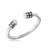 .925 Sterling Silver Rhodium Plated Barbel Ring, <b>size: 5</b>