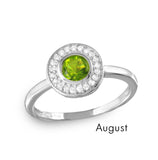 .925 Sterling Silver August Rhodium Plated Cz Center Birthstone Halo Ring, <b>size: 5</b>