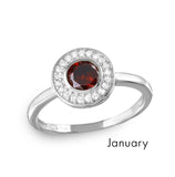 .925 Sterling Silver January Rhodium Plated Cz Center Birthstone Halo Ring, <b>size: 5</b>