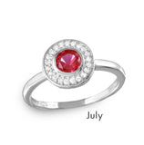 .925 Sterling Silver July Rhodium Plated Cz Center Birthstone Halo Ring, <b>size: 5</b>