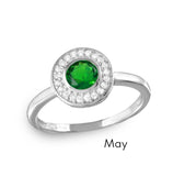 .925 Sterling Silver May Rhodium Plated Cz Center Birthstone Halo Ring, <b>size: 5</b>