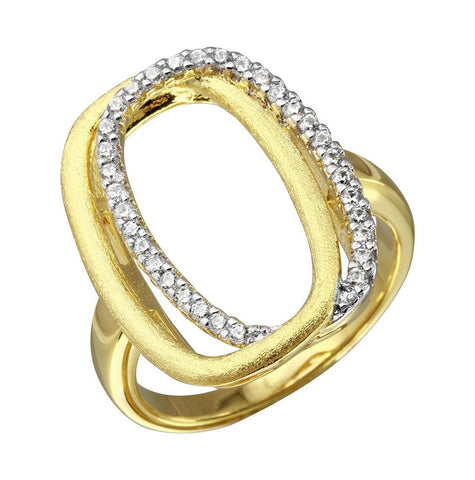 .925 Sterling Silver Gold Plated Open Double Oval Cz Ring, <b>size: 5</b>