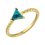 .925 Sterling Silver Gold Plated Triangle Turquoise Center Stone Ring, <b>size: 5</b>