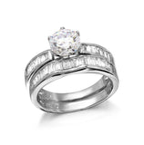 .925 Sterling Silver Rhodium Plated 2 Piece Bridal Set With Cz, <b>size: 5</b>