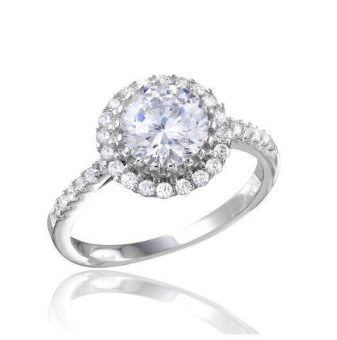 .925 Sterling Silver Rhodium Plated Micro Pave Round Cz Ring, <b>size: 5</b>