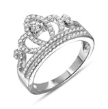 .925 Sterling Silver Rhodium Plated Tiara With Cz Ring, <b>size: 5</b>