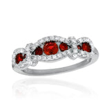 .925 Sterling Silver Rhodium Plated Knotted Red Cz Ring, <b>size: 5</b>