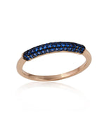 .925 Sterling Silver Rose Gold Plated Semi Eternity Blue Cz Ring, <b>size: 5</b>