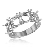 .925 Sterling Silver Rhodium Plated Open Shank 4 Stones Mounting Ring, <b>size: 5</b>