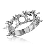 .925 Sterling Silver Rhodium Plated Open Shank 5 Stones Mounting Ring, <b>size: 5</b>