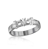 .925 Sterling Silver Rhodium Plated 2 Mounting Stone Ring With Cz, <b>size: 5</b>