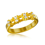 .925 Sterling Silver Gold Plated 3 Mounting Stone Ring With Cz, <b>size: 5</b>