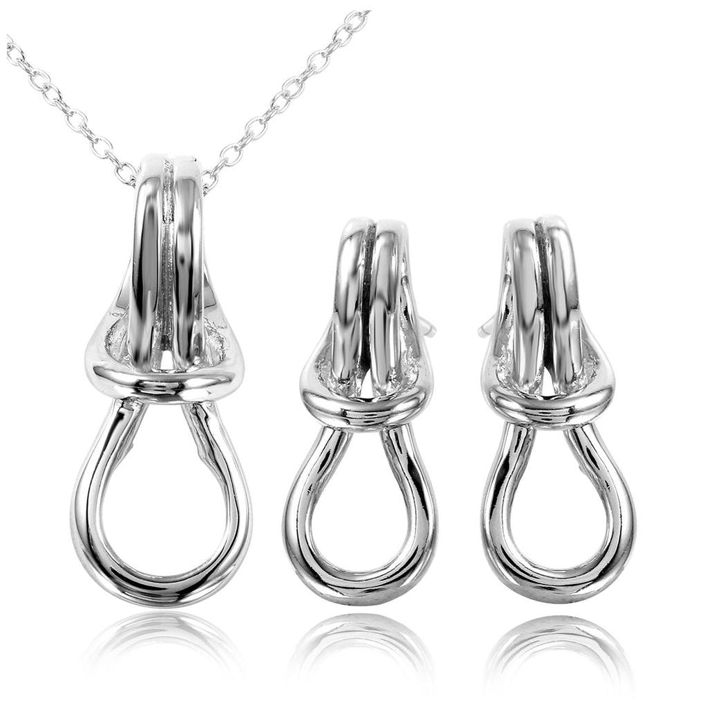 .925 Sterling Silver Rhodium Plated Personalized Knot Mounting Set