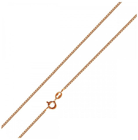 .925 Sterling Silver Rose Gold Plated Box Chain 0.7mm, <b>size: 16</b>