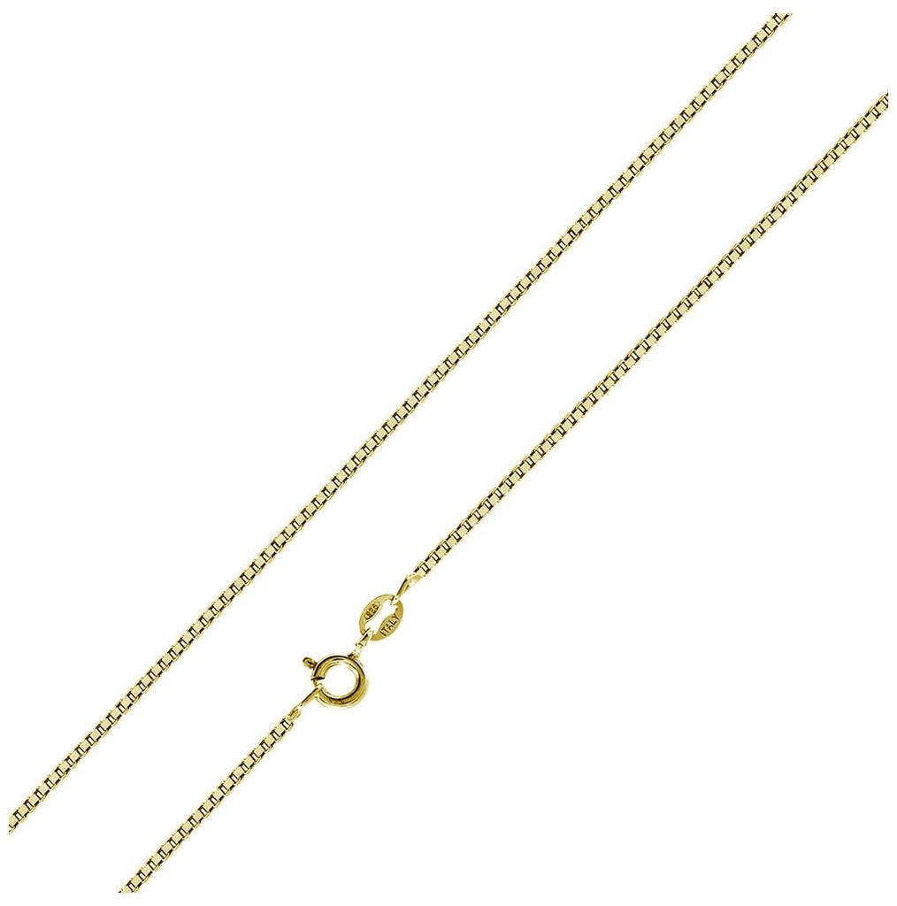 .925 Sterling Silver Gold Plated Box Chains 0.8mm, <b>size: 16</b>