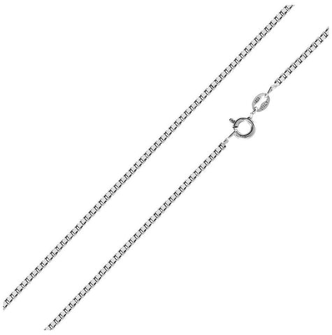 .925 Sterling Silver High Polished Box Chain 0.9mm, <b>size: 16</b>