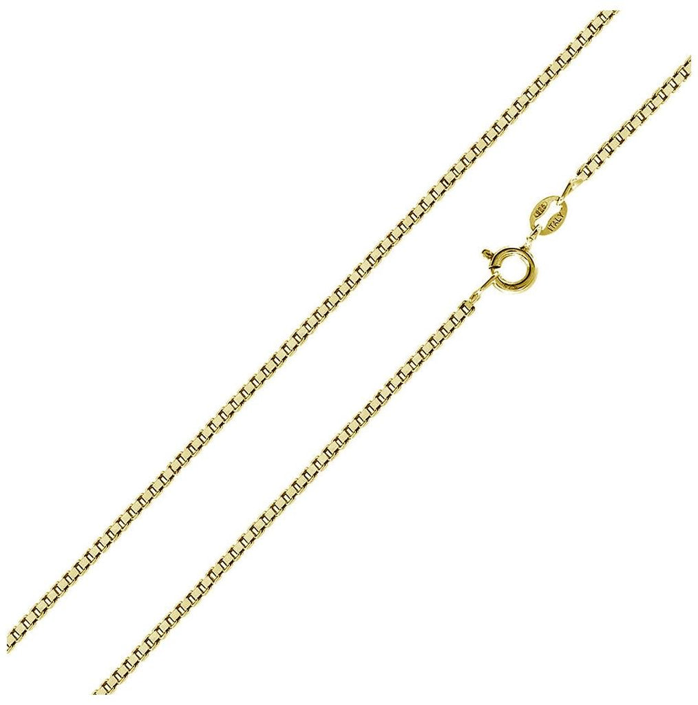 .925 Sterling Silver Gold Plated Box Chains 0.9mm, <b>size: 16</b>