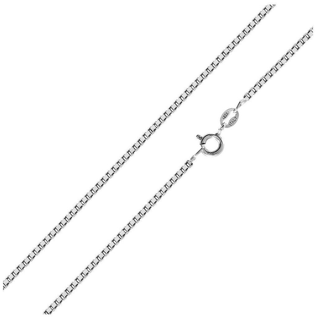 .925 Sterling Silver High Polished Box Chain 1mm, <b>size: 16</b>