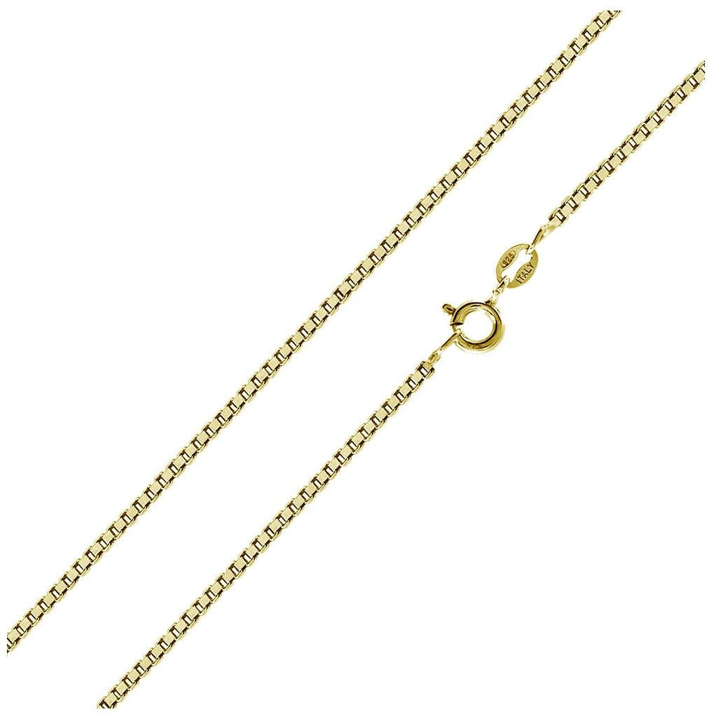 .925 Sterling Silver Gold Plated Box Chains 1.0mm, <b>size: 16</b>