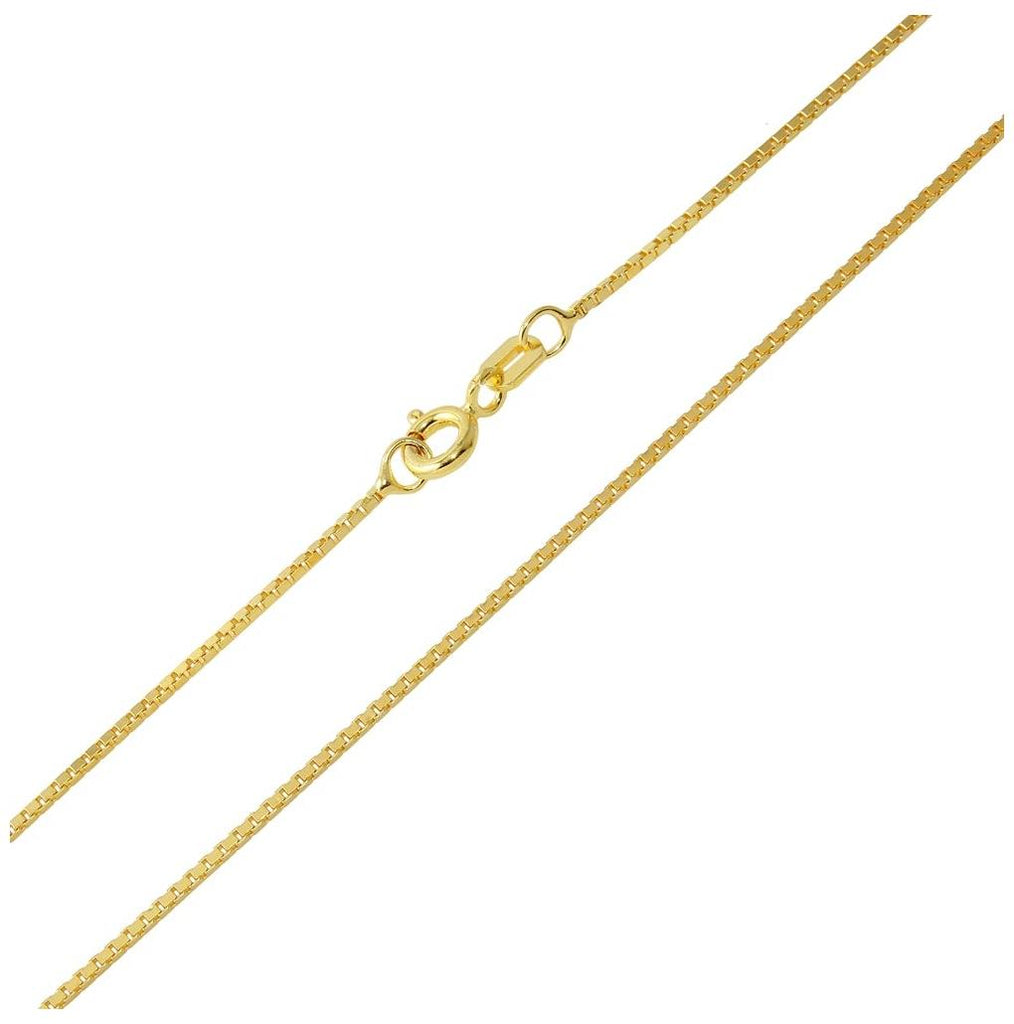 .925 Sterling Silver Gold Plated Box Dc Chain 1.0mm, <b>size: 16</b>