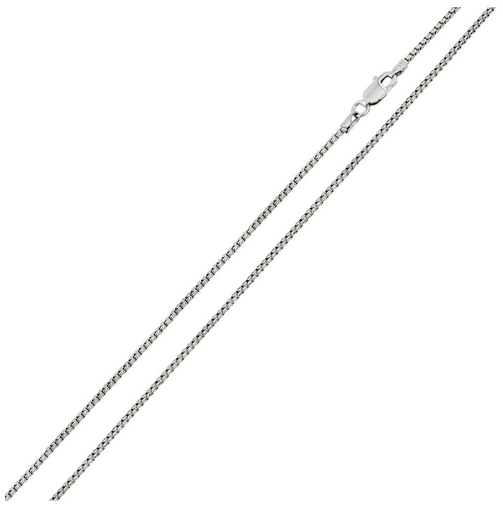 .925 Sterling Silver Rhodium Plated Round Box Chain 1.25mm, <b>size: 16</b>