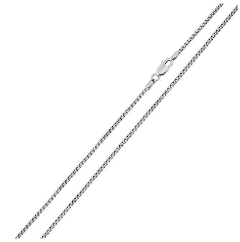 .925 Sterling Silver Rhodium Plated Round Box Chain 1.6mm, <b>size: 16</b>