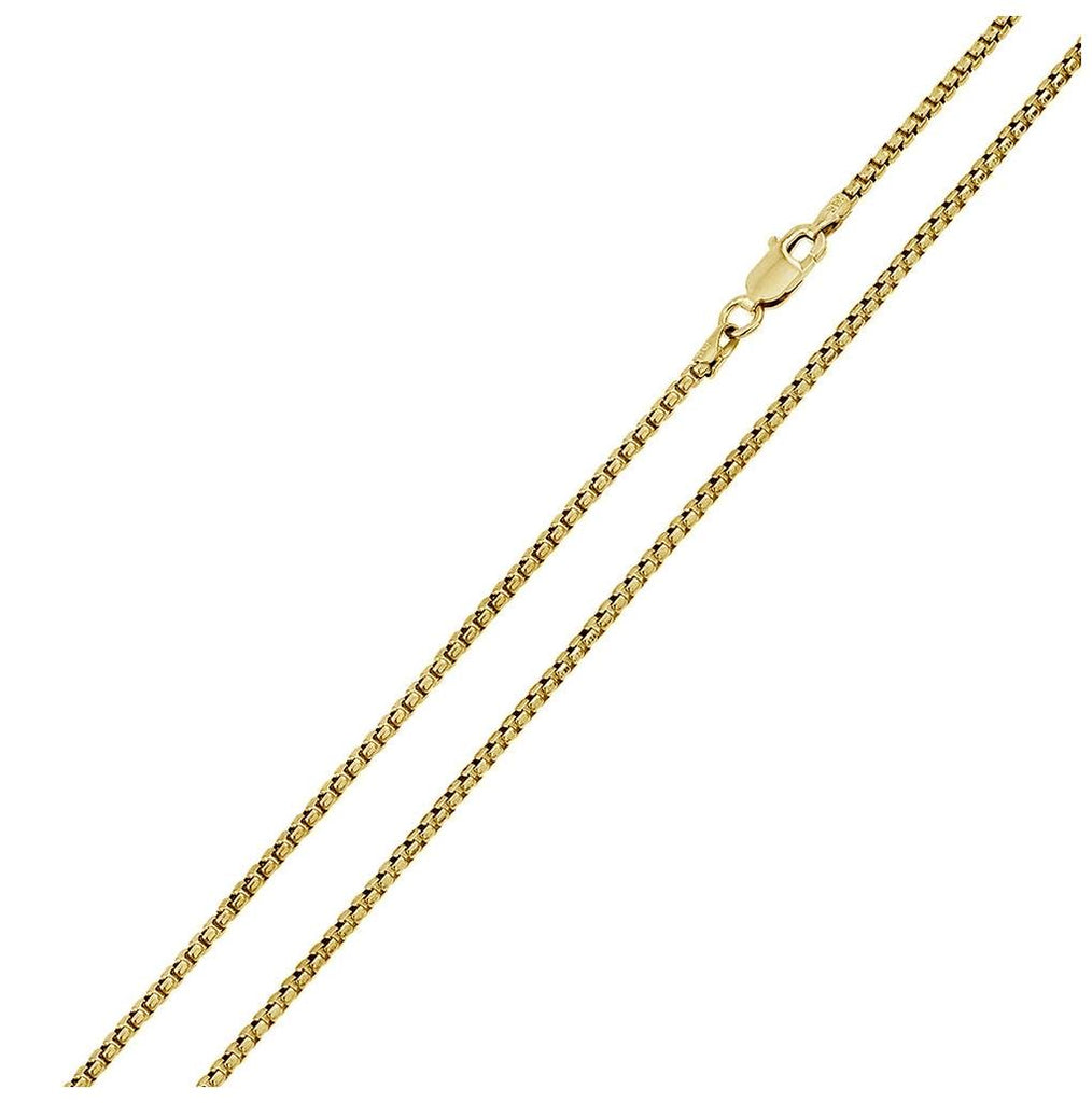 .925 Sterling Silver Gold Plated Round Box Chain 1.7mm, <b>size: 18</b>