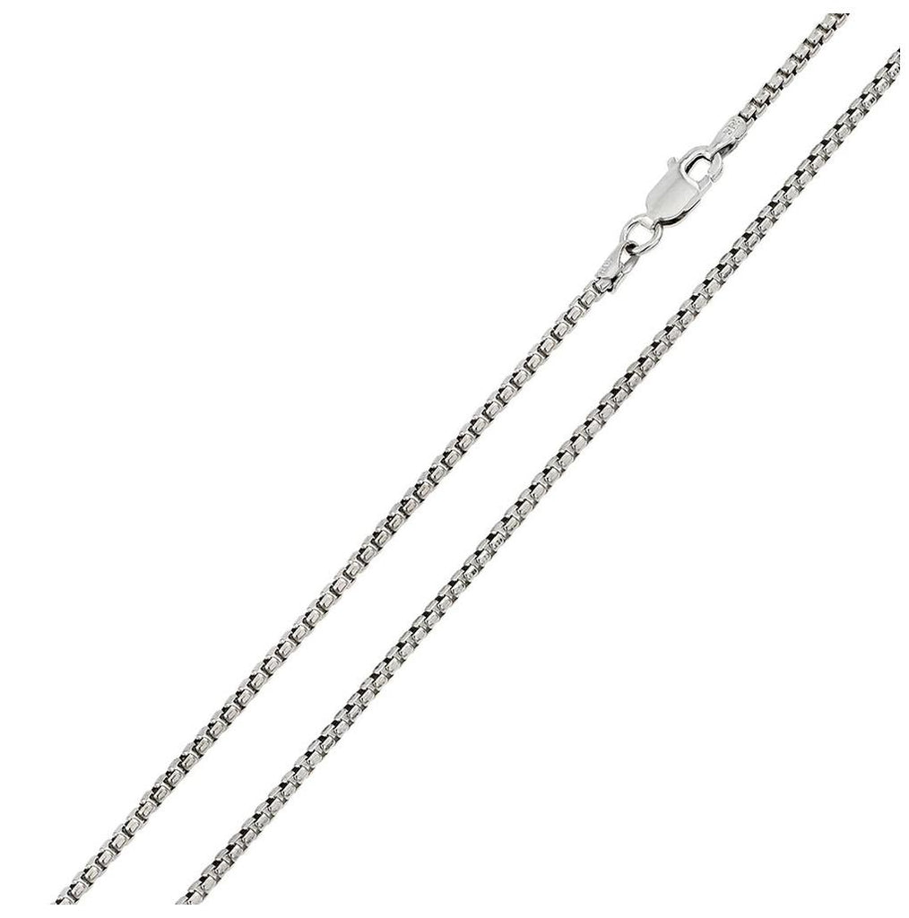 .925 Sterling Silver Rhodium Plated Round Box Chain 2mm, <b>size: 16</b>