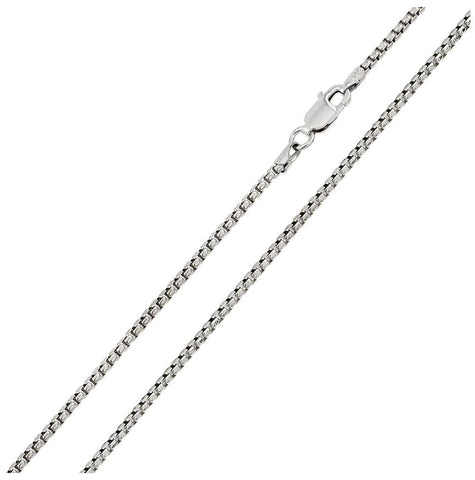 .925 Sterling Silver Rhodium Plated Round Box Chain 2.6mm, <b>size: 16</b>